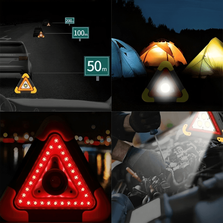 TILLFÄLLIGT 50% RABATT | RoadSafe™ | Solcellsdriven triangulär nödsignallampa - Aurora Stockholm